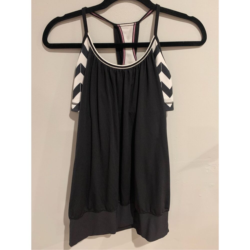 LULULEMON  Athletic Tank Top-Black/White V Patterened Womens EUC XSmall